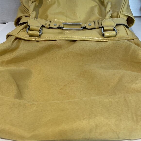 Vintage Y2K Hobo Shoulder Bag Mustard Yellow Faux Leather Croc Embossed Payless - Picture 13 of 16